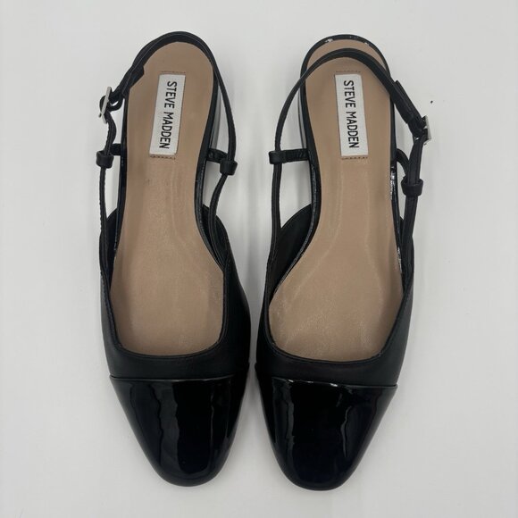 Steve Madden Women's Belinda-R Slingback Flats Black Cap Toe Size 9 - Picture 5 of 8